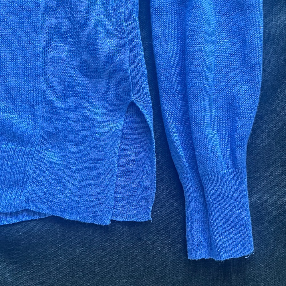 J. Crew Cornflower Blue Linen Long Sleeve Sweater XS - Picture 3 of 10
